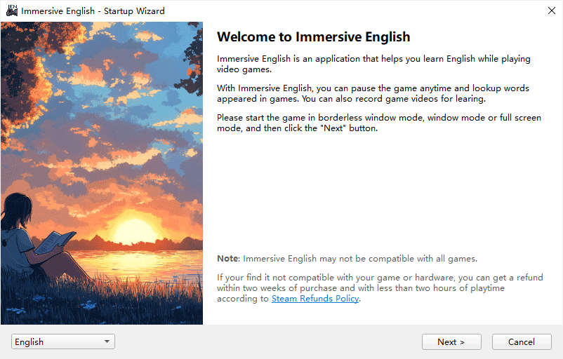 startup wizard: welcome page