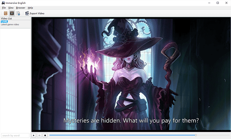 main window video panel